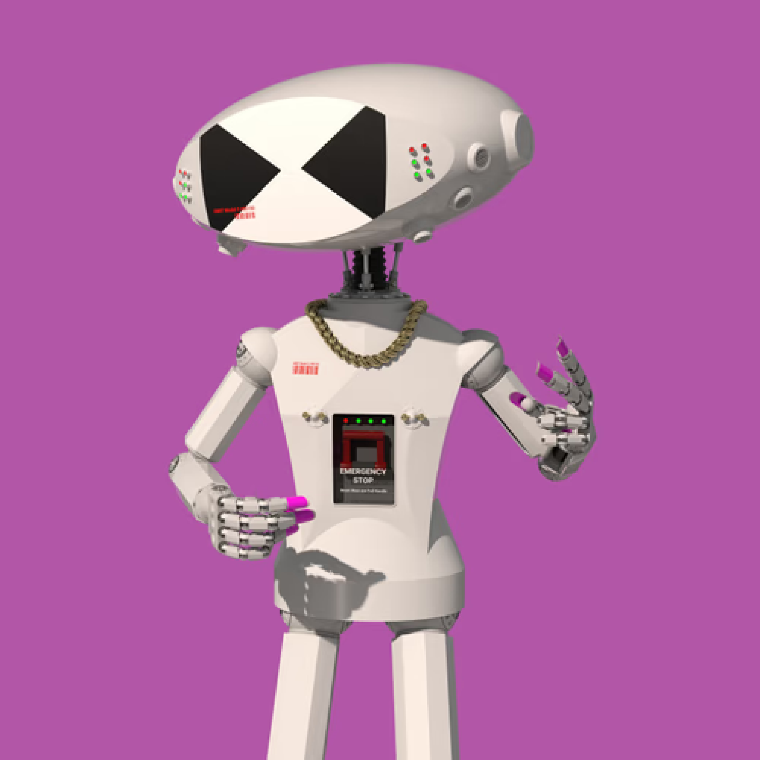 The DRRT robot on a pink background.